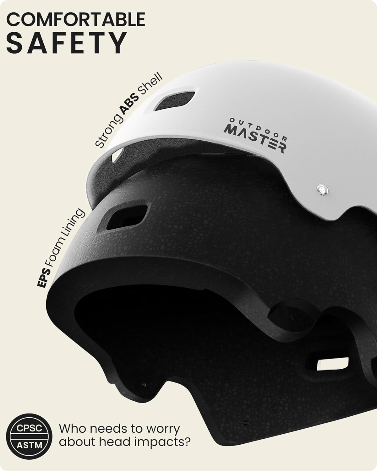 OutdoorMaster Skateboard Cycling Helmet - Multi-Sport Ventilation with Two Removable Liners | For Kids, Youth & Adults