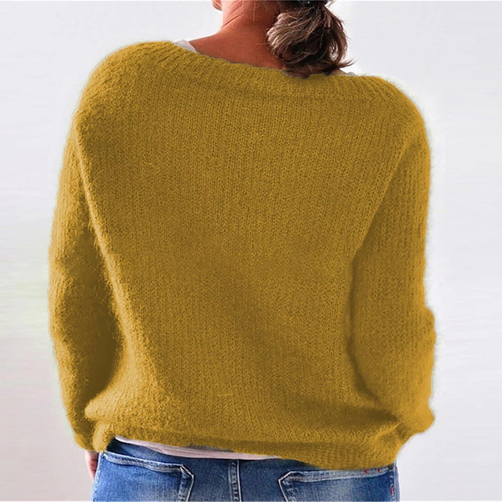 Skiennix Women's Casual Crewneck Pullover - Long Sleeve Ribbed Knit Sweater in Fall Colors