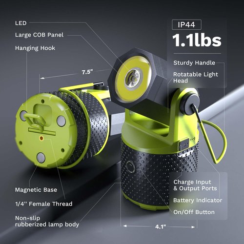 CLAKAP LED Camping Lantern, 3000Lumens Rechargeable 180°Rotatable Flashlight Lantern, Portable Camping Light with 4000mAh Phone Charger, IPX4 Waterproof Lanterns for Power Outages Hurricane