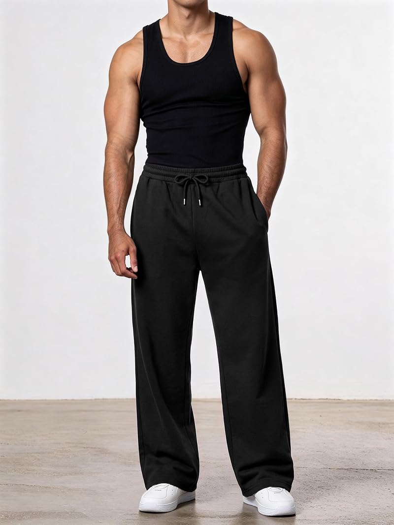 Men's Baggy Sweatpants in Cotton-Blend - Black, Size Medium