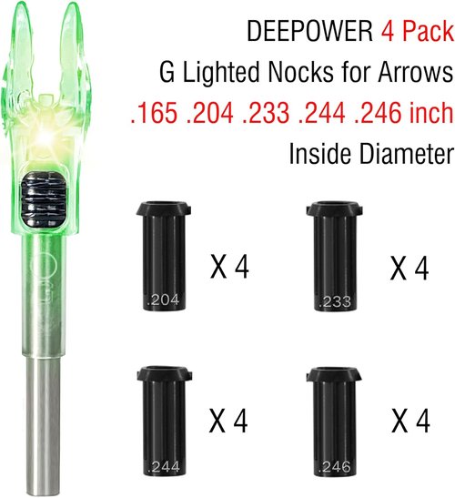 DEEPOWER Lighted Nocks for Arrows - 4/9 PCS with ON/OFF Switch | Fits .165-.246 Inch Diameters