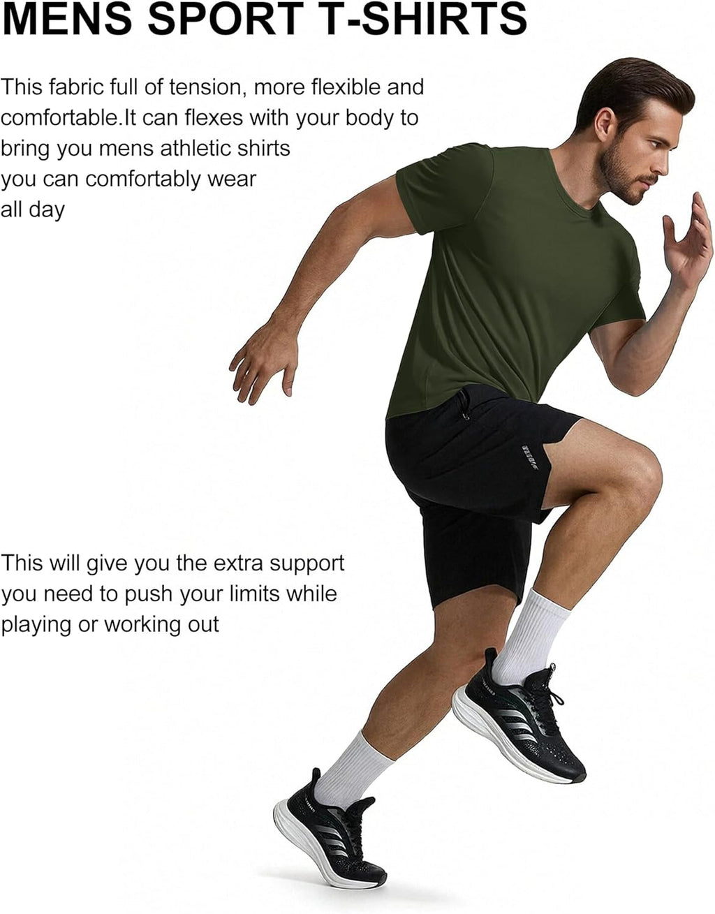 COOFANDY Men's Athletic T-Shirts - Quick Dry Moisture-Wicking Short Sleeve Workout Shirts | 3 Pack