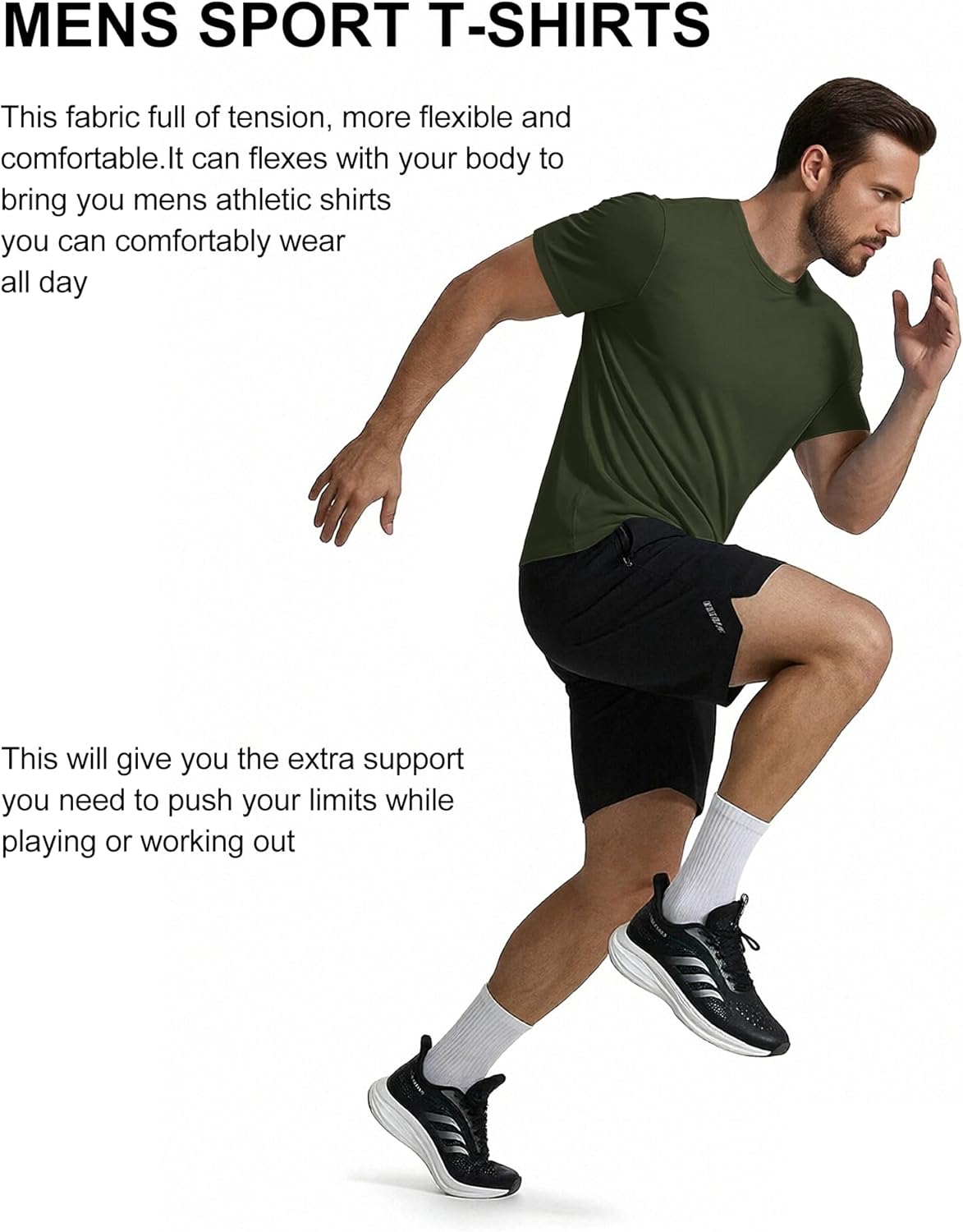 COOFANDY Men's Athletic T-Shirts - Quick Dry Moisture-Wicking Short Sleeve Workout Shirts | 3 Pack