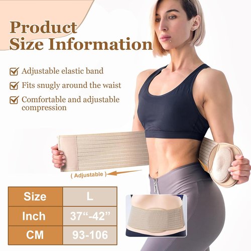 QQCQHVMIYC Umbilical Hernia Belt with Compression Pad - Abdominal Support for Men and Women, Ideal for Various Hernias and Post-Surgery Recovery
