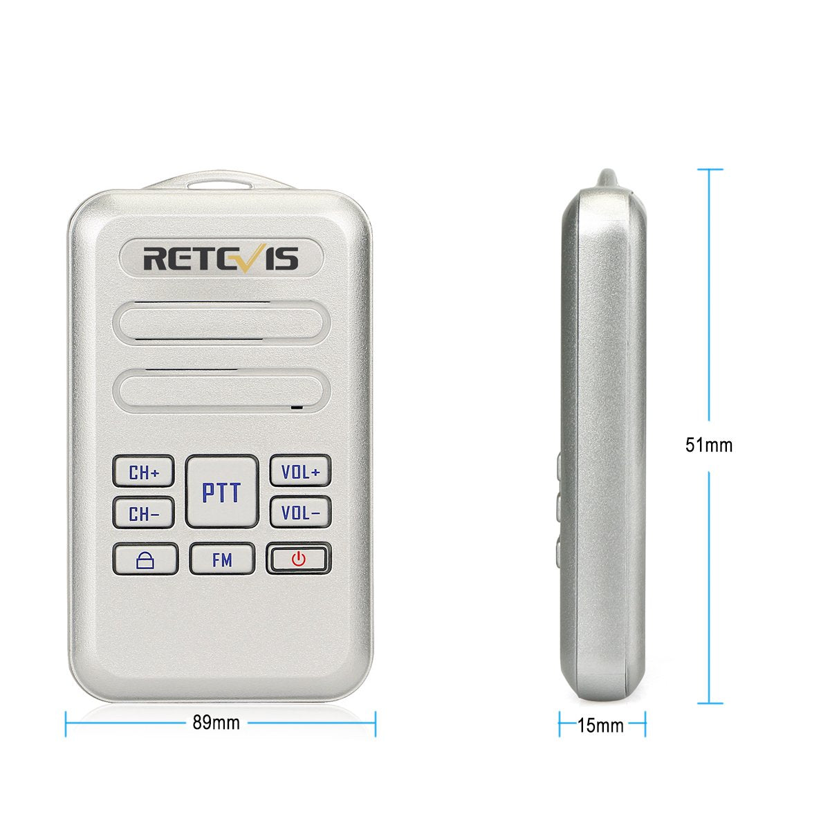 Retevis RT20 Small Walkie Talkies for Adults, Mini Size Portable Two Way Radios Rechargeable with Clear Audio, Handsfree, FM, Keyboard Lock for Education Pet Hospital Healthcare(Silver, 5 Pack)