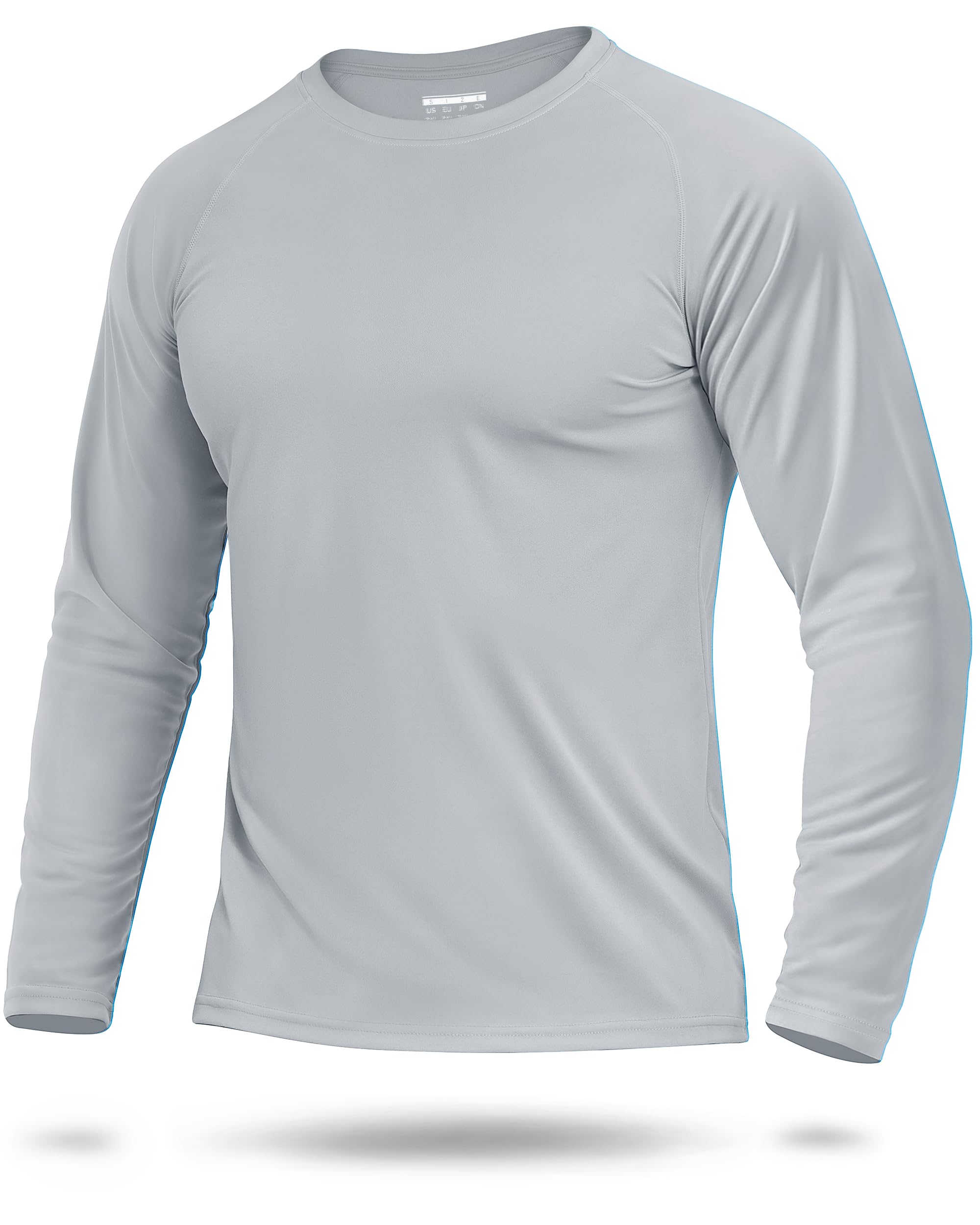 Boladeci Rash Guard for Men SPF Shirts Long Sleeve Lightweight UPF 50+ Sun Protection Swim Workout Shirts Quick Dry UV Surf Water Fishing Tee T-Shirts Gray