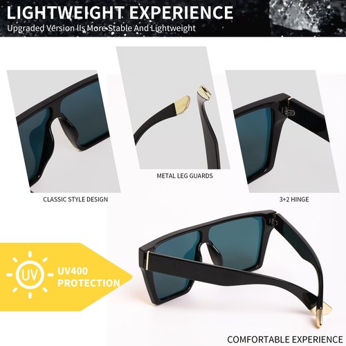 OTICALA Oversized Polarized Sunglasses for Men Sunglasses Large Flat Top Chic Big Square Shades Sun Glasses (Orange)