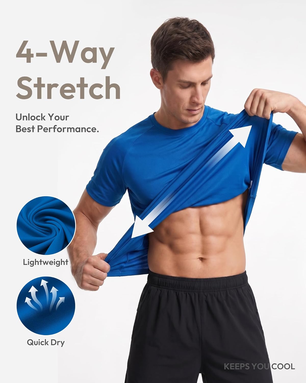 Skiennix Men's Athletic Workout Shirt - Quick Dry Short Sleeve Gym Tee | Moisture-Wicking Fabric