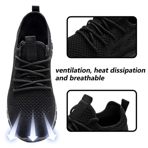 DLWKIPV Men's Running Shoes for Road & Gym – Lightweight Walking Sneakers with Breathable Mesh and All-Day Comfort Black US 12