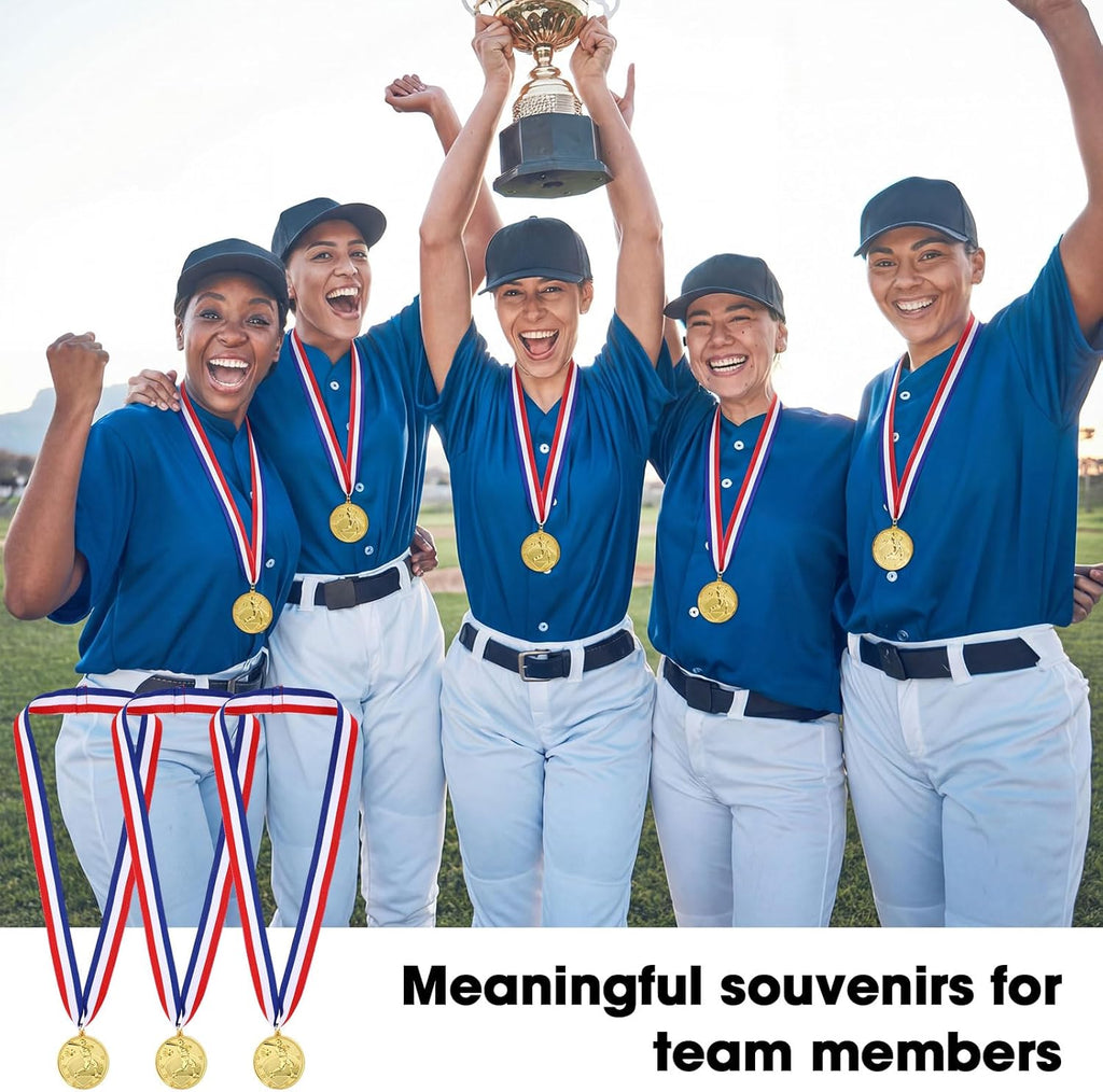 Quelay Gold Award Medals - 2 Inch 1st Place Metal Winner Medals with Neck Ribbons for Competitions