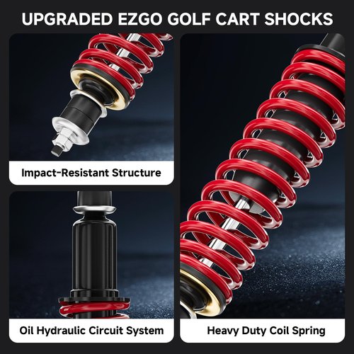 Upgraded Golf Cart Shocks for EZGO TXT, Front and Rear Heavy Duty Shock Absorbers for EZGO TXT & Medalist 1994+ Gas & Electric, Coil Spring Shocks, Replaces OEM 76418-G01, 70248-G01, 76419-G01, 2 Pcs