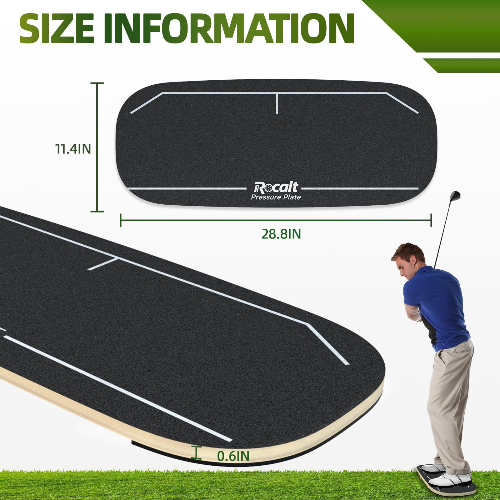 Rocalt Golf Pressure Plate - Weight Shift Board for Golf Swing Trainer, Indoor & Outdoor Practice, Anti-Slip Design for All Skill Levels, Improving Strength & keep Tempo