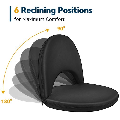 VSTKEN Floor Chair - Reclining Stadium Seats with Back Support, 6 Position Adjustable - Portable Beach Chair, Recreation Recliner for Outdoor Camping Picnic