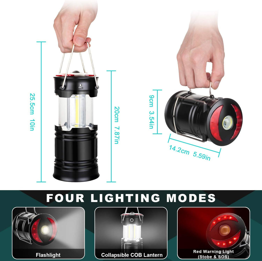 Skiennix 2-Pack Camping Lanterns - USB Rechargeable & Battery Powered LED Lights | Ideal for Hiking & Emergencies
