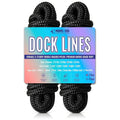 2 Pack 5/8" x 30' Dock Lines - Improved Nylon Boat Ropes, Black - 9500 lbs