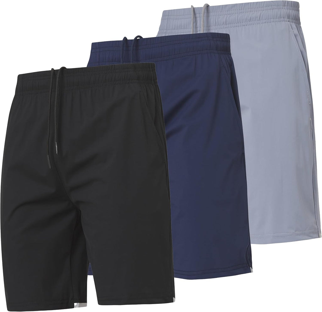 Skiennix Ultra Performance Men's Athletic Running Shorts - 3 Pack Super Stretch Gym Shorts | 7 Inch Inseam