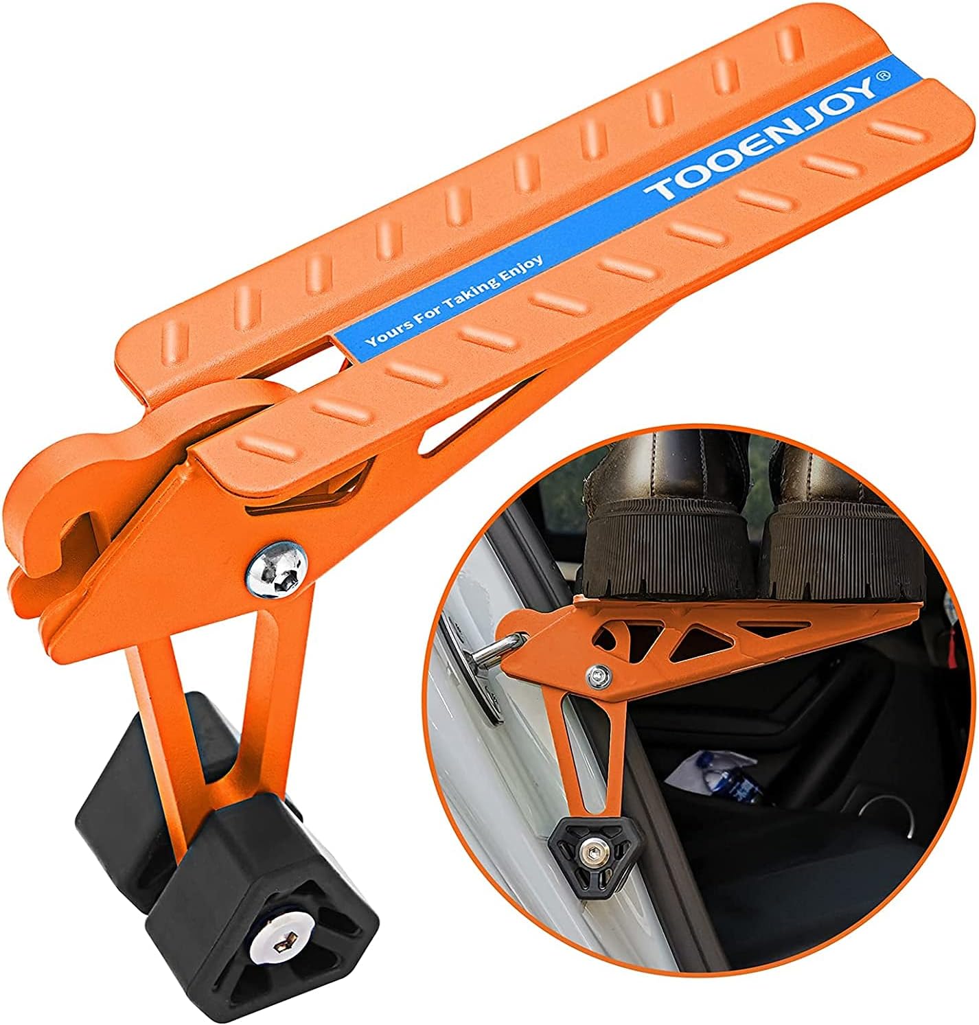 TOOENJOY Universal Fit Car Door Step - Foldable Roof Rack Pedal Ladder for Easy Rooftop Access (Orange)