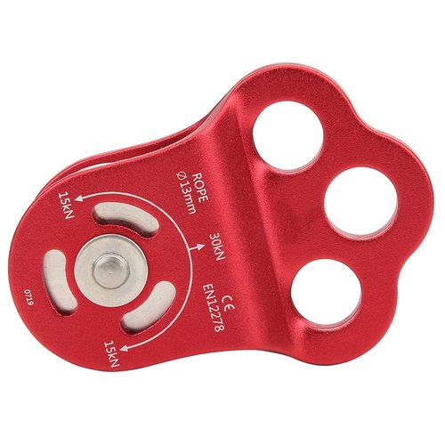 Demeras Climbing Pulley Bearing , Ball Bearing Single Hitch Climber Pulley Rope Gear Equipment 3 Hole Pulley for Rope Hauling Rock Climbing Tree Hitch Climber Pulley Kit