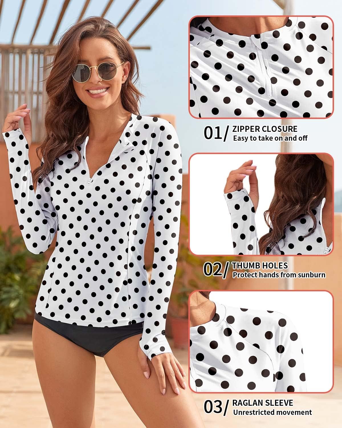 WOWENY Women’s Long Sleeve Rash Guard | UPF 50 Sun Protection Swim Shirt - Stylish Bathing Suit Top