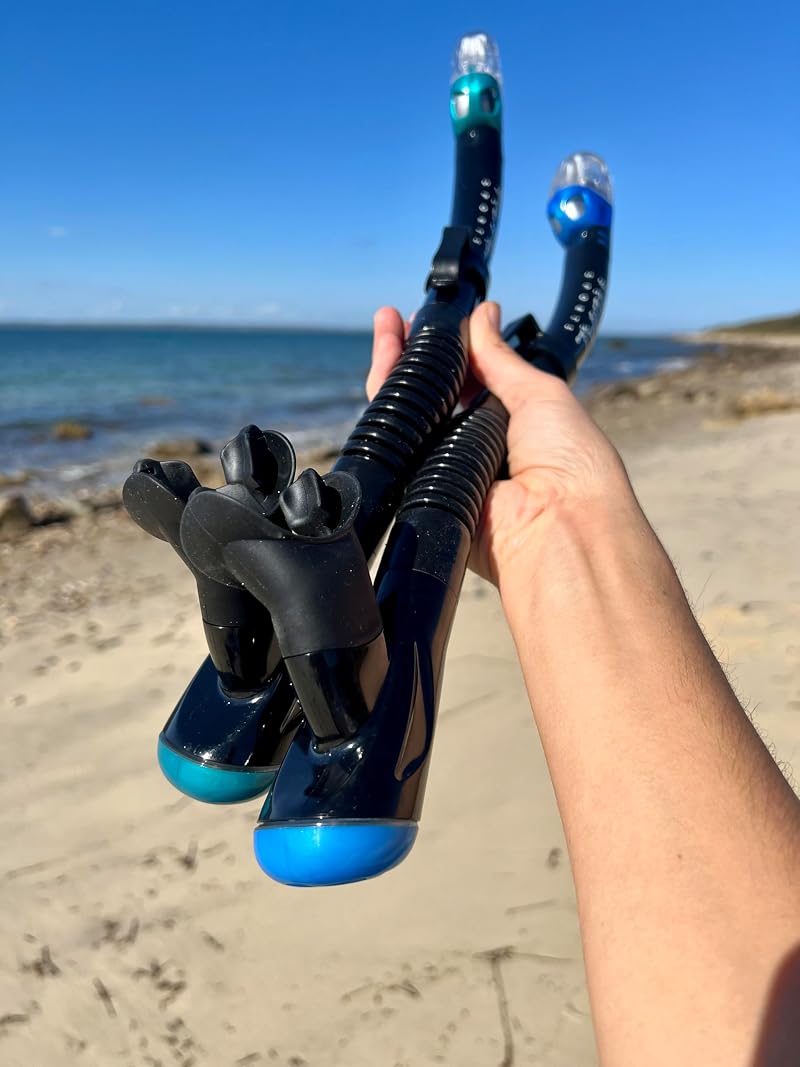 Pro Shot Tidal Dry Snorkel (Blue) – Dry Top, Easy-Breathing, Purge Valve for Snorkeling, Scuba Diving & Swimming