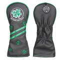 Black Leather Lucky Clover Golf Club Hybrid Head Cover Utlity UT Cover for Taylormade Callaway Ping