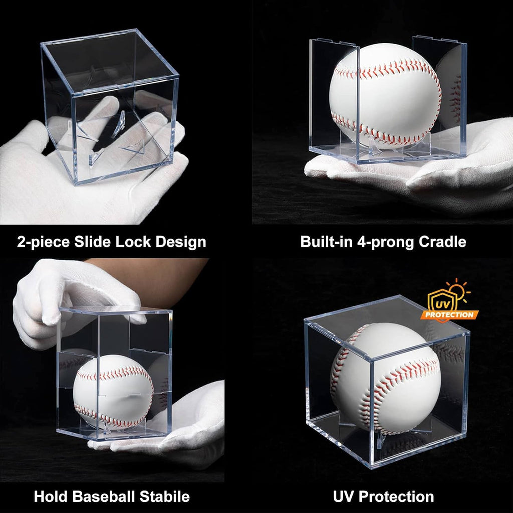 Skiennix 8 Pack Baseball Display Cases - UV Protected Acrylic Holder for Official Size Balls | Clear Memorabilia Showcase