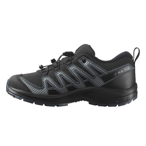 Salomon Unisex Junior’s XA Pro V8 Mid Waterproof Trail Running Shoes for Kids - Black/Turbulence/Quarry - 5 Medium