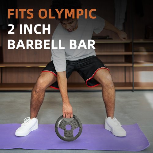 Fitvids 2 Inch Olympic Barbell Weight Plates Set, 70 LB(2.5-10 LB) Barbell Weight Set for Home Gym Strength Training, Triple-handle Design