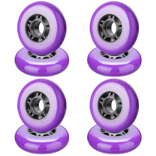 WHEELCOME 8-Pack Inline Skate Wheels Outdoor Indoor Roller Blade Wheels 85a Roller Hockey Wheels 64mm 70mm 72mm 76mm 80mm Inline Wheels Replacement for RipStik, Luggage, Scooter, etc (Purple, 76mm)