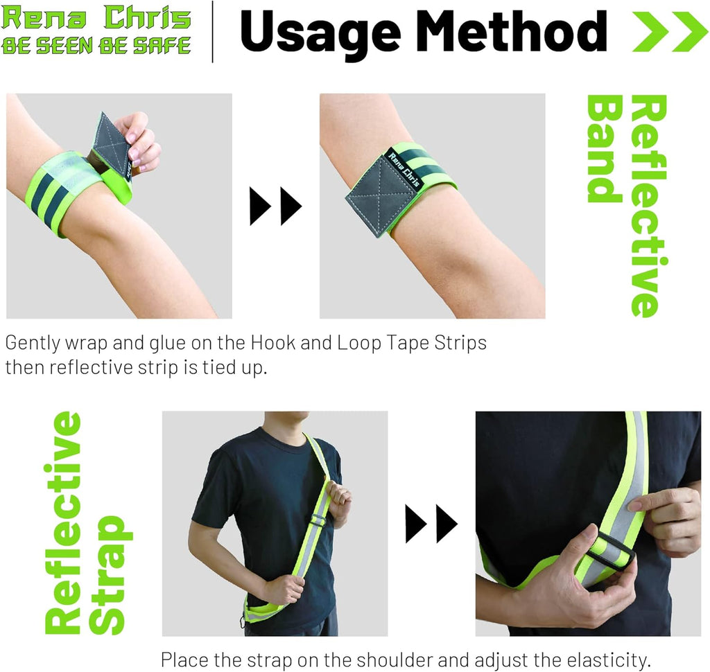 Rena Chris Reflective Running Gear - High Visibility Safety Belt & Armband for Night Jogging | Women’s Reflective Sash