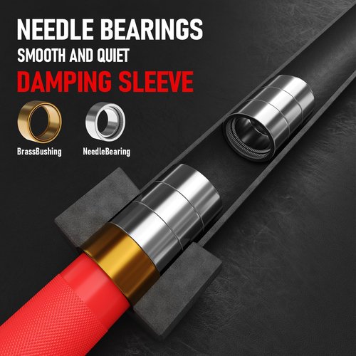 GarveeLife 7FT Olympic Barbell, Weight Bar For Weightlifting and Powerlifting, 45lb Olympic Bar with Needle Bearings & Brass Bushings, 1500LBS Strength Training Bar Fit 2" Standard Weights Home Gym