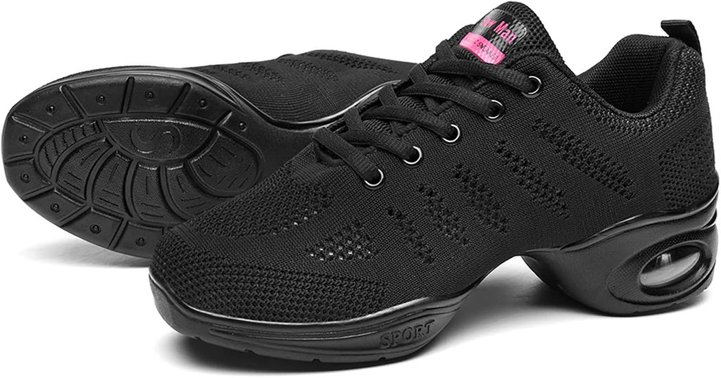 Skiennix Women's Jazz Shoes - Breathable Lace-Up Sneakers with Air Cushion | Split Sole Dance Platform