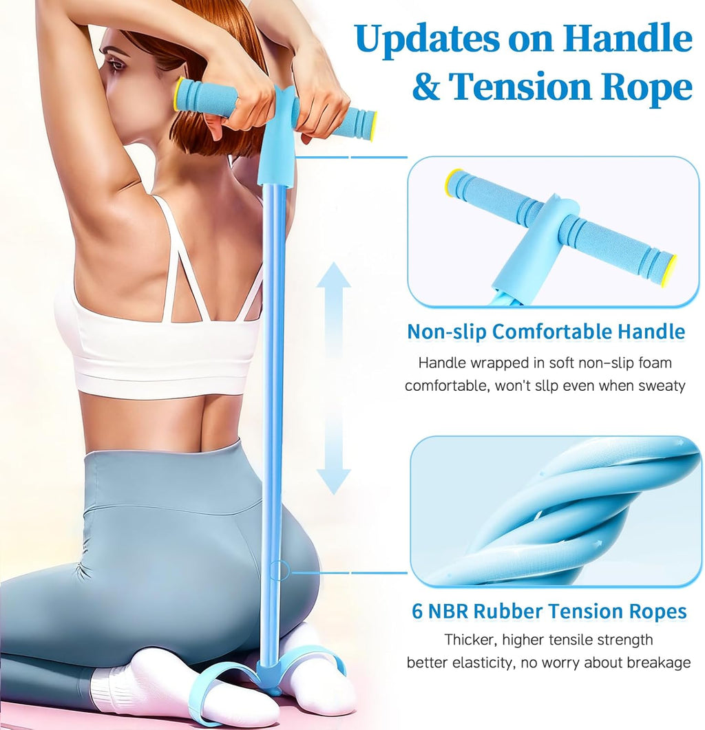 Pedal Resistance Bands - Upgrade 6-Tube Manual Tension Training | Natural Rubber for Full-Body Workouts