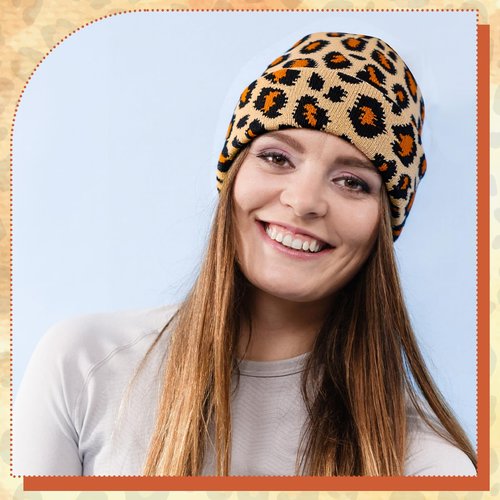 Zhamate 3 Women Men Print Beanie Hats Winter Knitted Warm Hat with Cow Leopard and Giraffe Prints Funny Gifts for Animal Lovers