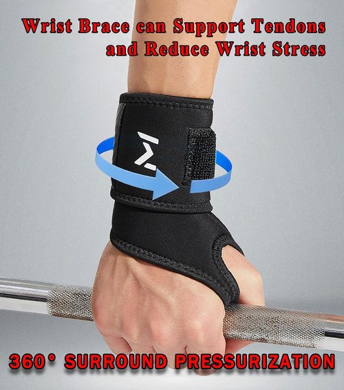 1Pair TFCC Wrist Brace with 1Pair Wristbands, Wrist Support for Tendonitis, Strain, Pain Relief, Adjustable Wrist Wrap for Sports, Tennis, Golf, Weightlifting (Black)