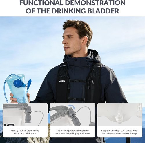 GRIO Hydration Running Vest - Lightweight Water Backpack with 1.5L Bladder | Breathable & Reflective for Hiking, Cycling, Marathon