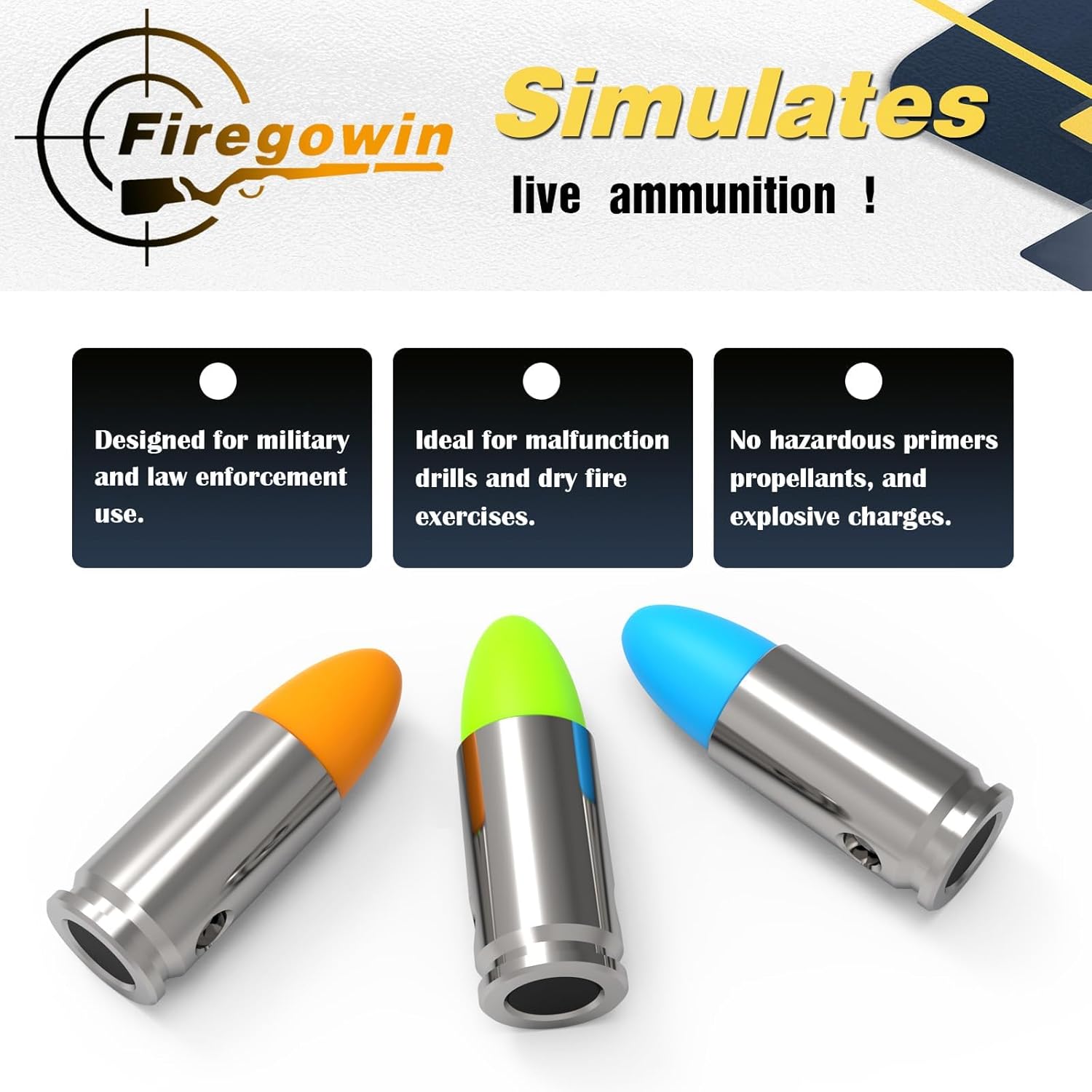 Pro Dummy Rounds Snap Caps - Reusable 9mm, 12GA, .50, .45, & .380ACP Training Rounds for Safe Dry Fire Practice