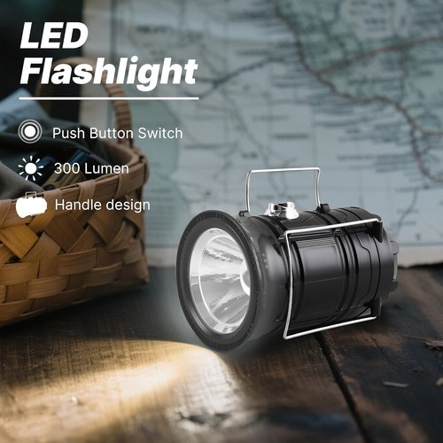 Lichamp Portable Solar Camping Lantern - USB Rechargeable LED Flashlight | 4-Pack Emergency Survival Kit