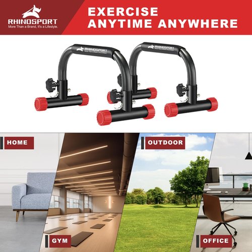 RHINOSPORT Parallettes Bars Dip Calisthenics Push Up Bars Calisthenics Equipment 10.2 in High 300Kg/661lbs Weight Capacity Strength Training Home Gym Workouts [19.6x10.2x10.2 in] (RED)