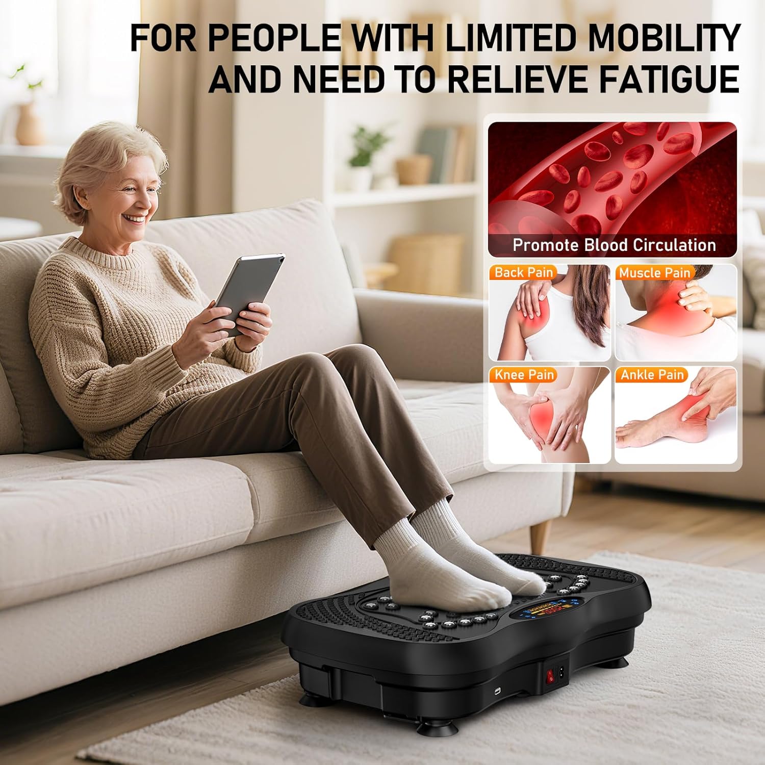 Skiennix Vibration Plate Exercise Machine - 130 Levels for Full Body Workout & Weight Loss | 450 Lbs Capacity with Resistance Bands & Bluetooth