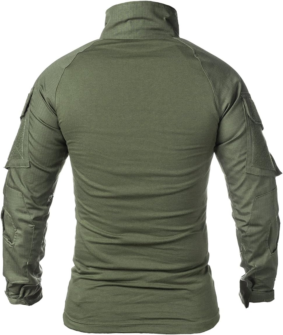 ReFire Gear Men's Tactical Camo Combat Shirt - Slim Fit Long Sleeve with 1/4 Zipper