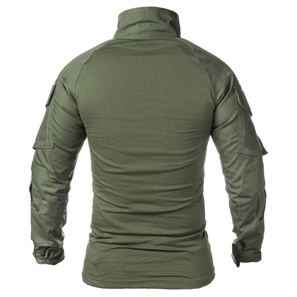 ReFire Gear Men's Military Tactical Army Combat Long Sleeve Shirt Slim Fit Camo T-Shirt with 1/4 Zipper