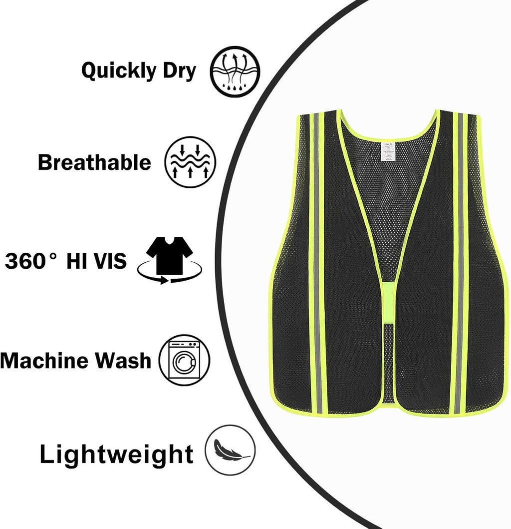 Skiennix High Visibility Reflective Safety Vest - Class 2 Mesh Fabric Work Jacket for Men & Women