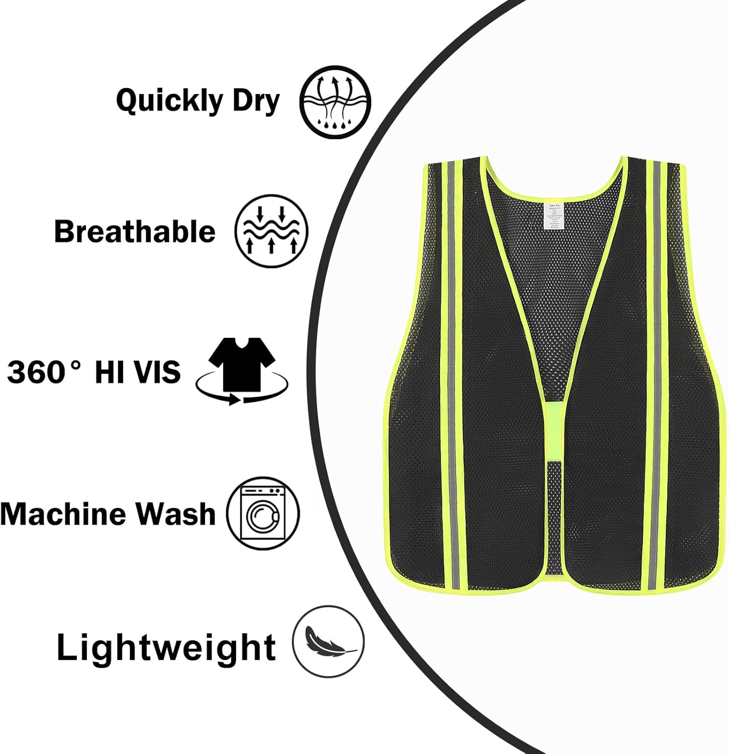 Skiennix High Visibility Reflective Safety Vest - Class 2 Mesh Fabric Work Jacket for Men & Women
