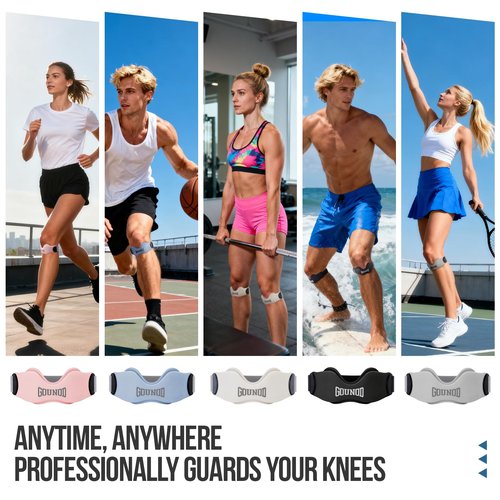 GOUNOD Patellar Tendon Support Strap 2 Pack,Silicone Knee Strap for Knee Pain Relief,Patella Band for Basketball, Jumpers Knee, Tendonitis, Running, Hiking, Soccer, Osgood Schlatter（Black）