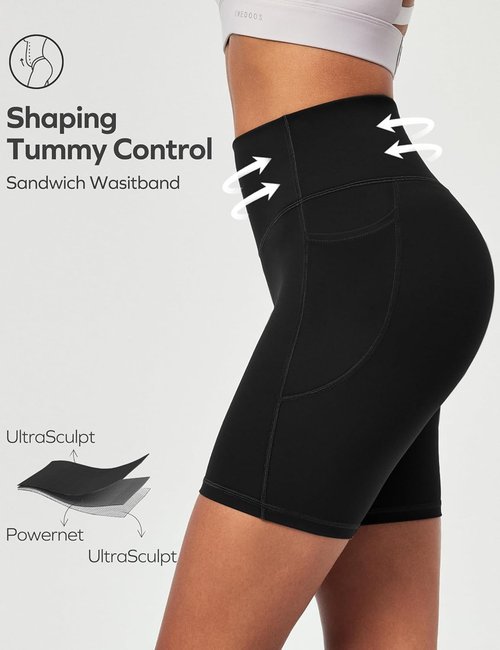 Ewedoos Biker Shorts for Women - Tummy Control Compression | No Front Seam Yoga & Gym Shorts with Pockets