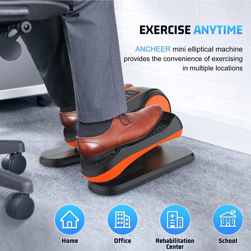 ANCHEER Under Desk Elliptical, Electric Leg Exerciser While Sitting for Seniors, Fully Assembled Motorized Ellipse Leg Exerciser Seated Elliptical Machine with 12 Adjustable Speeds