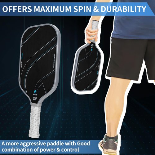 Fligon Pickleball Paddles Carbon Fiber T700 Surface USAPA Approved Pickleball Paddle Enhanced Grip & Spin Featuring 16MM Polypropylene Honeycomb Core Perfect for Beginner and Advanced Players（Grey）