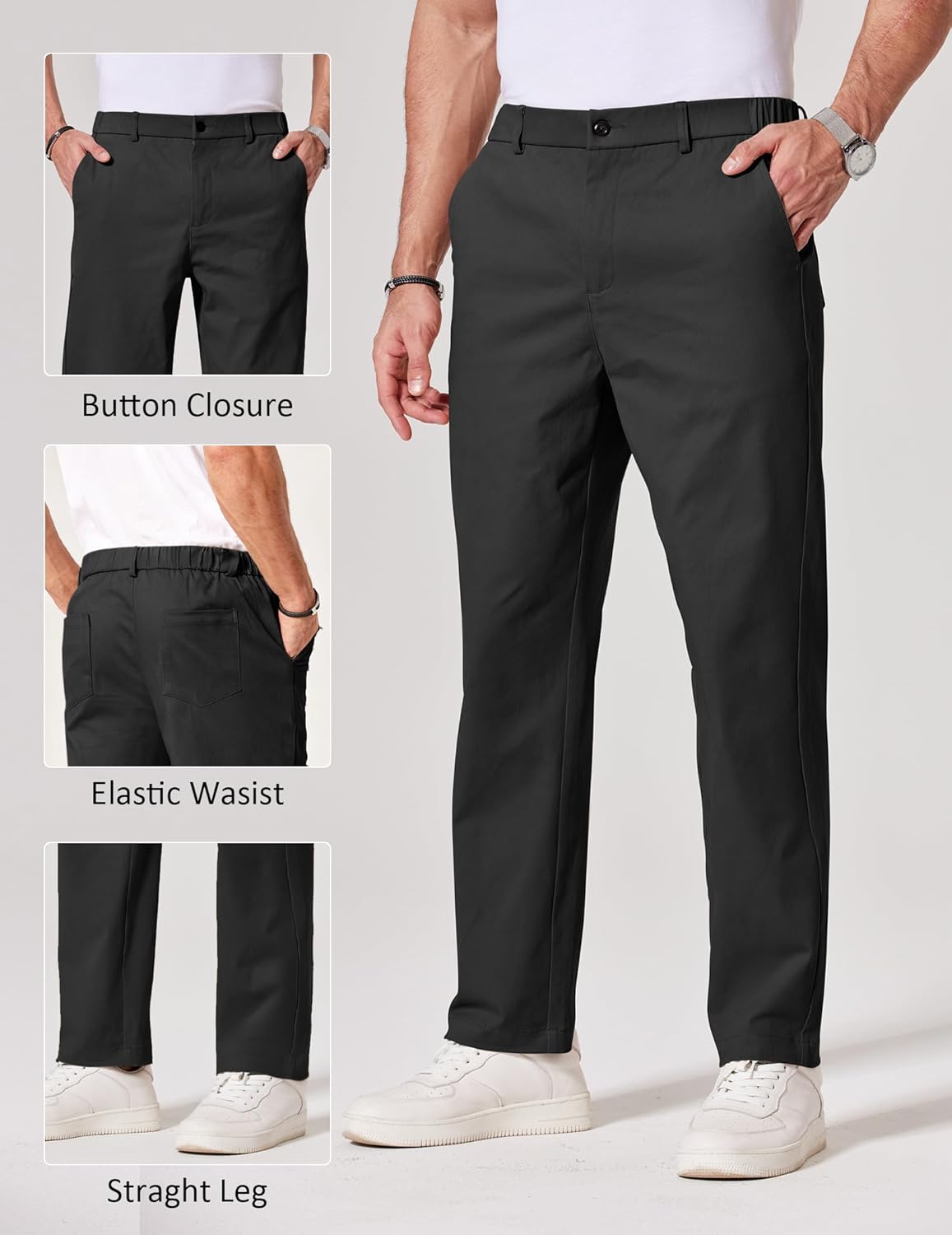 COOFANDY Men's Chino Pants - Stretch Casual Dress Trousers with Pockets for Golf | Versatile Fit