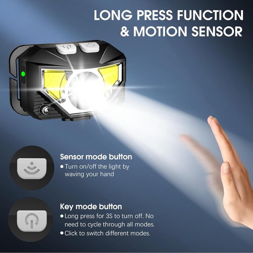 LHKNL Rechargeable Headlamp - 2 Pack in Black & Blue | Bright LED Light for Outdoor Adventures